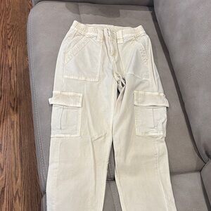 American Eagle Outfitters Cream Cargo Pants